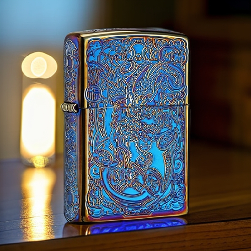 ZIPPO/之宝常规熏金烤蓝貔貅官方正品打火机复古双面个性防风DYJ1