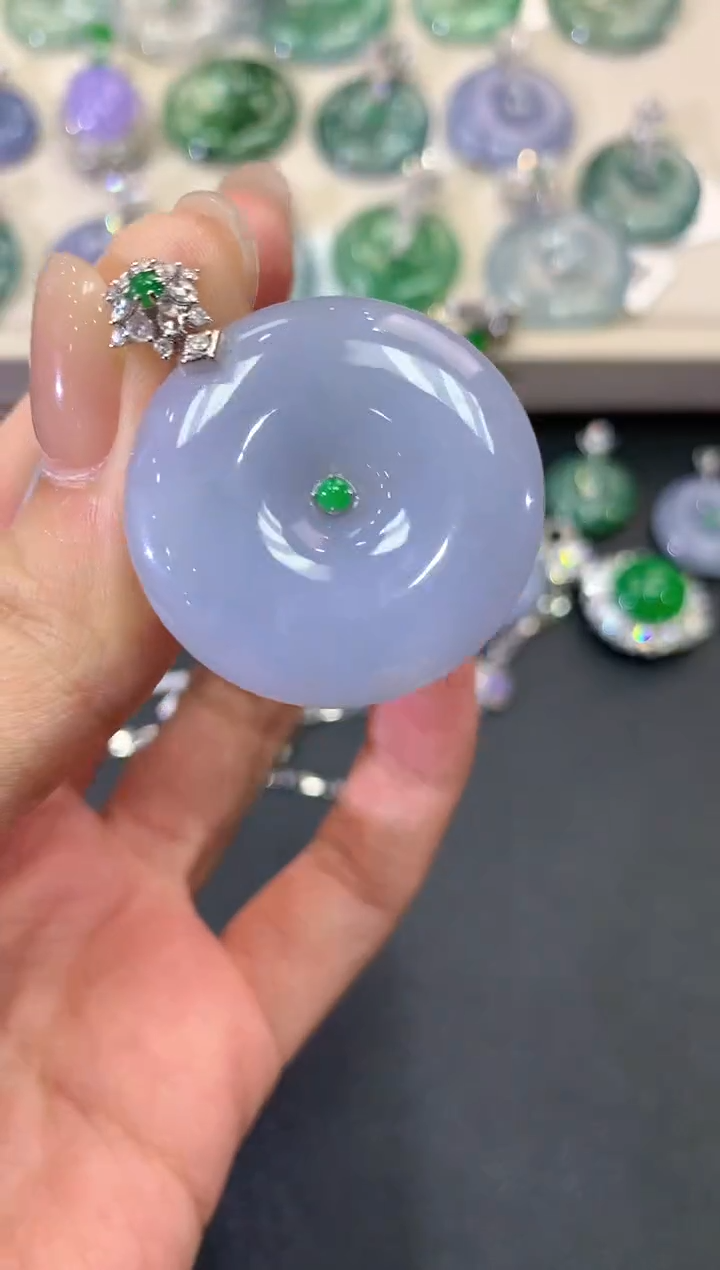 【闪购商品】翡翠吊坠(不含链)18K金镶嵌a32紫货有色差