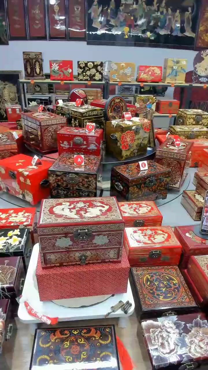【闪购商品】23酒红三层铜丝贝壳镶嵌龙凤呈祥升级款