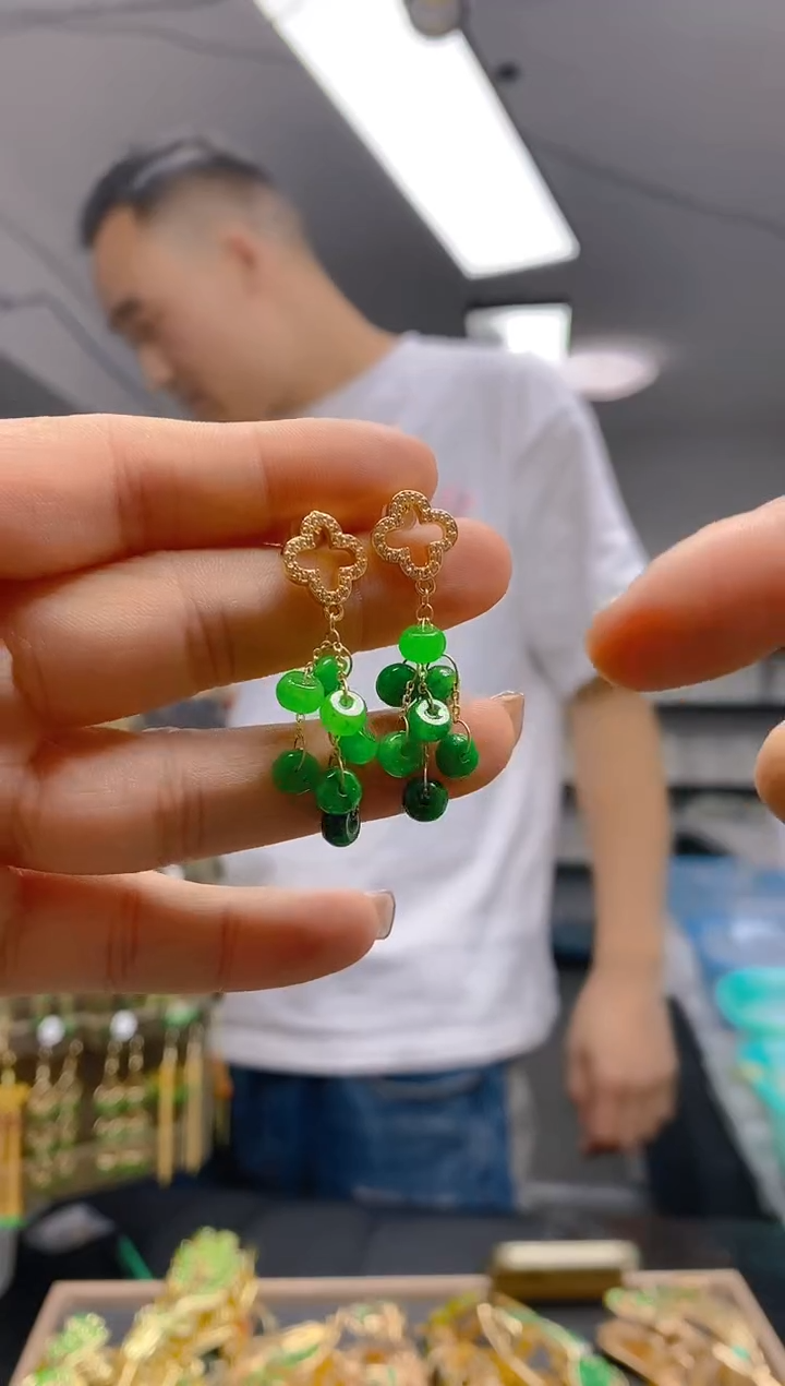 【闪购商品】翡翠耳饰合金0450翡翠耳钉