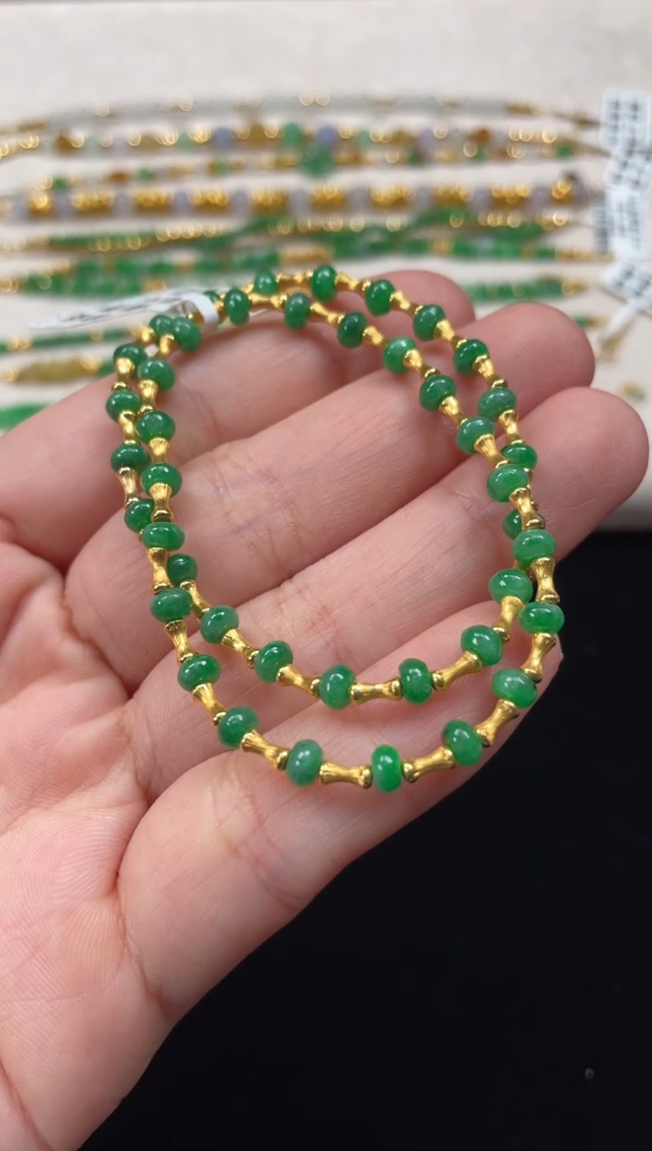 18K金镶嵌手串翡翠多样性  发货一条   P103