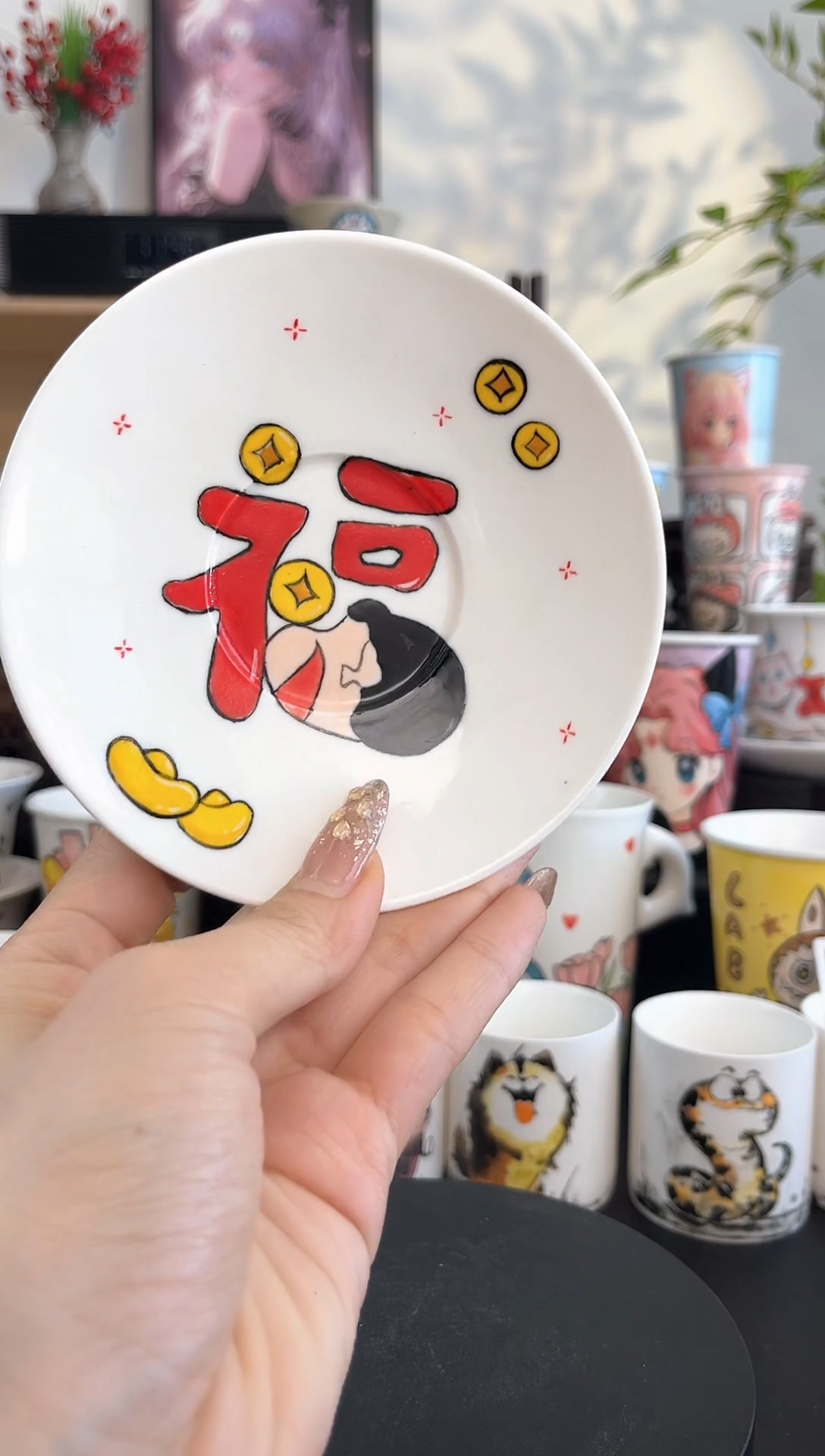 【闪购商品】摆件手工手绘陶瓷小杯杯