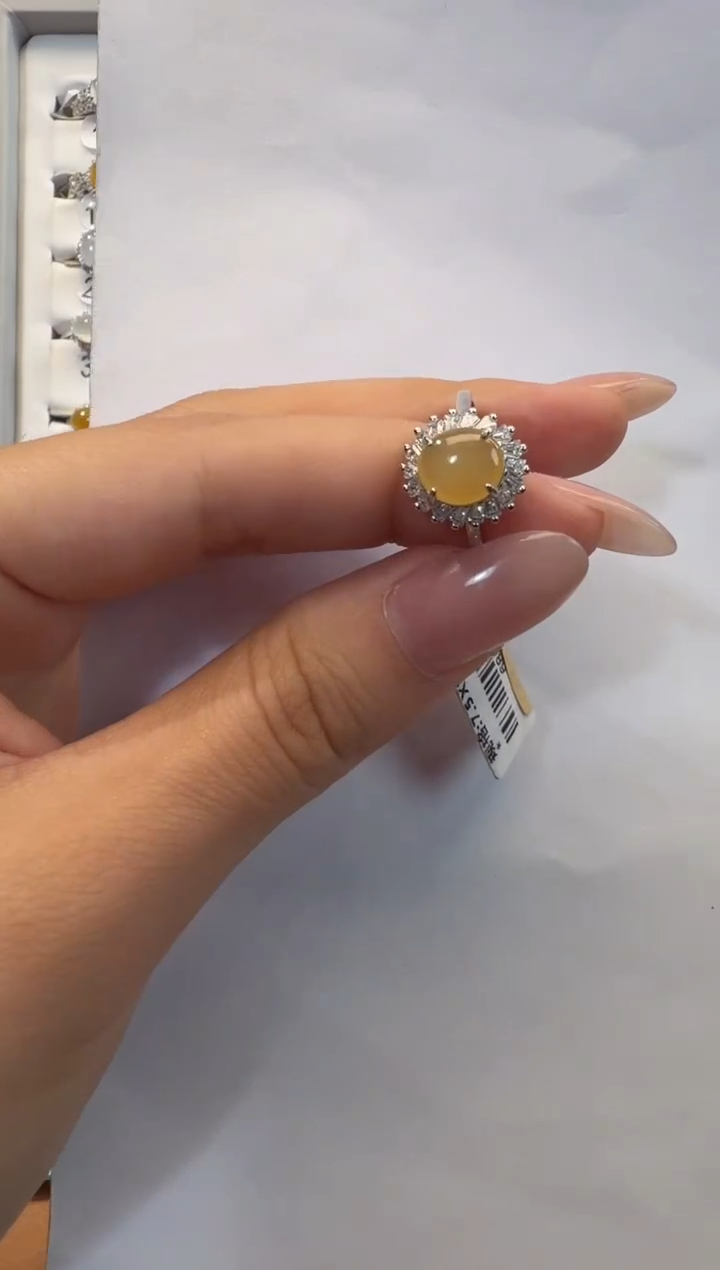 银S925镶嵌戒指翡翠925银镶翡翠戒指镶嵌208