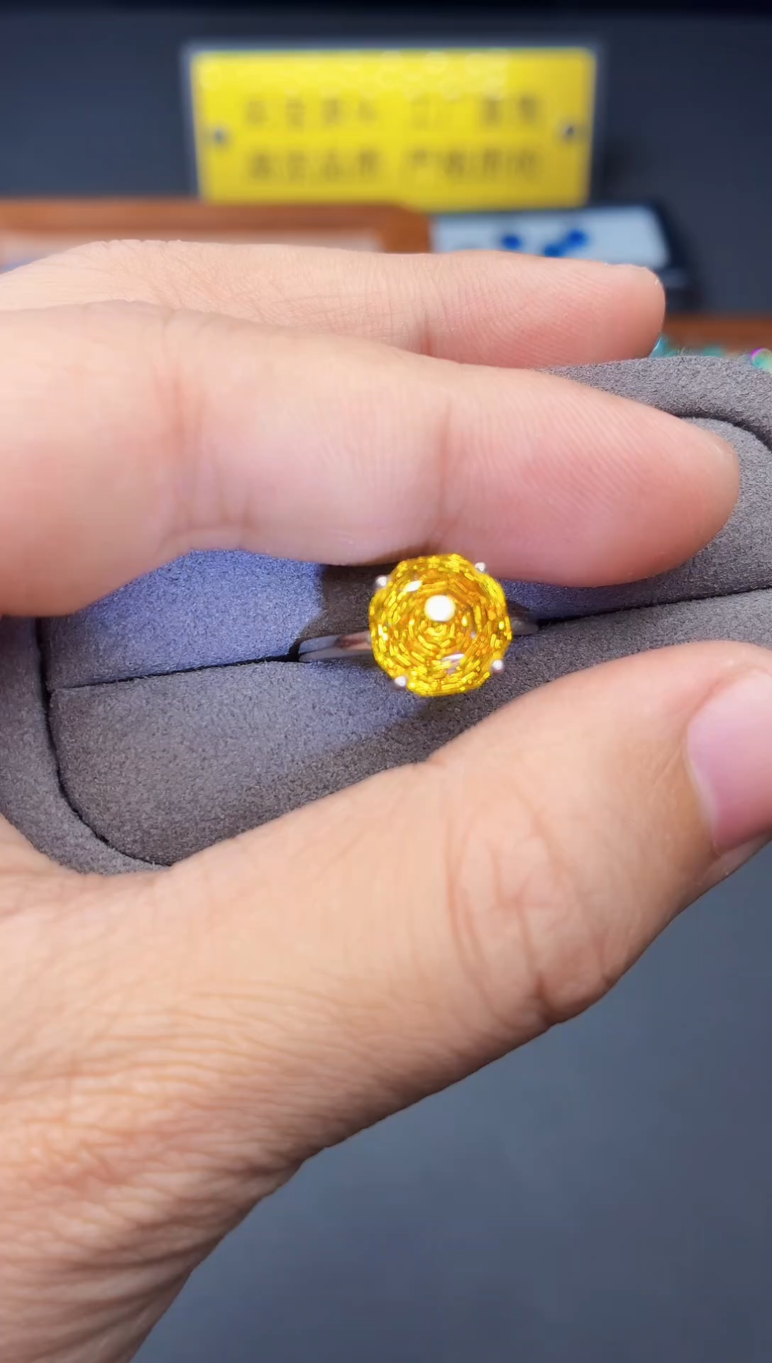 黄晶戒指银S925镶嵌.........