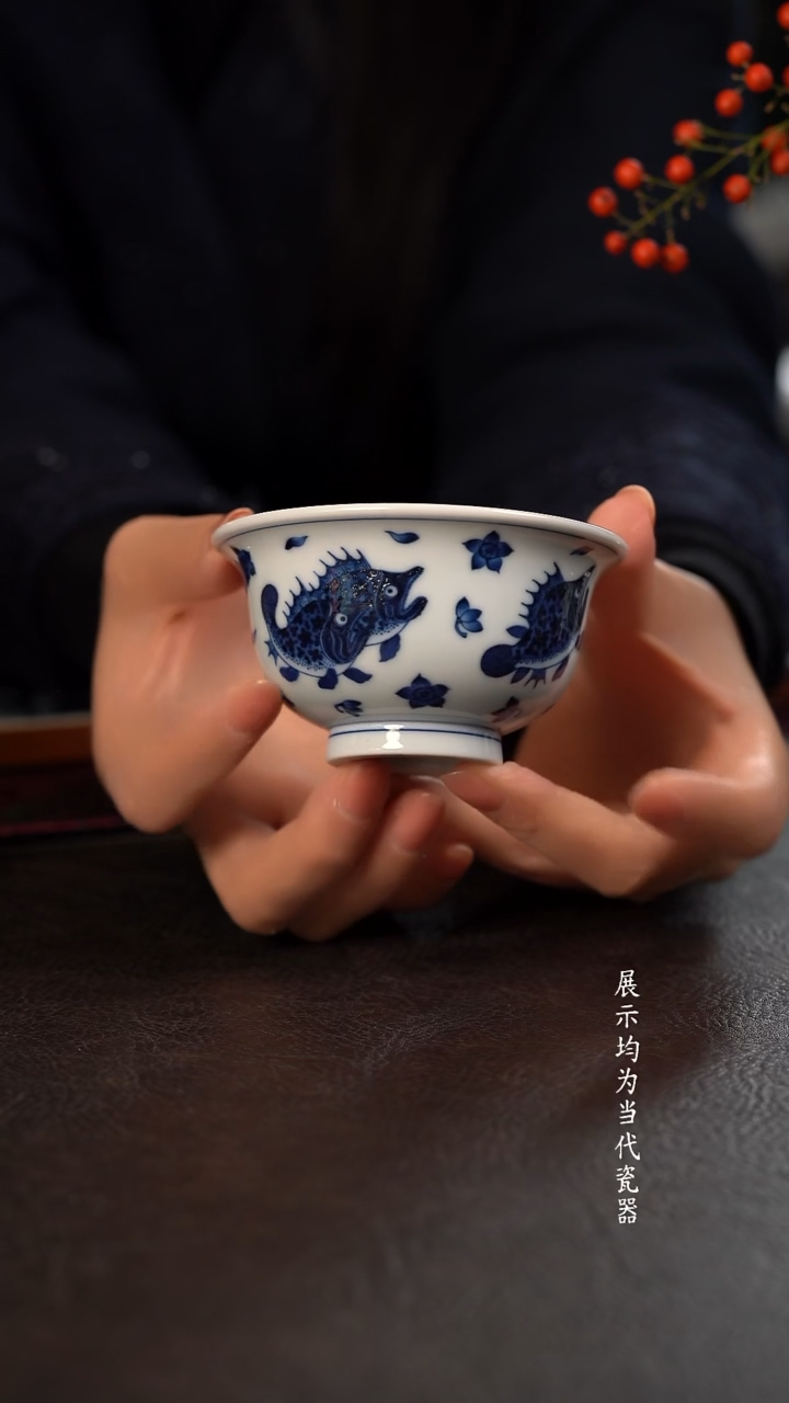 洪印慕明桃花鳜鱼大压手杯