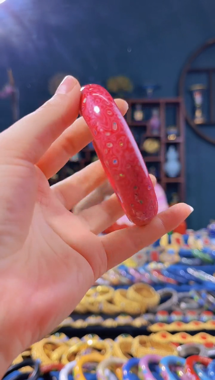 【闪购商品】非遗绝技 犀皮漆大师手镯 红（62圈）