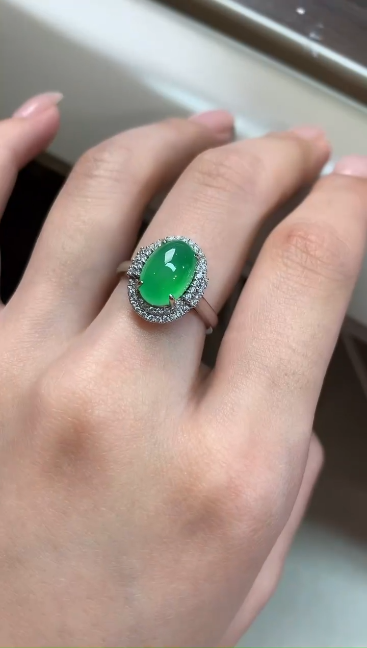 【闪购商品】翡翠戒指18K金镶嵌A291|22000