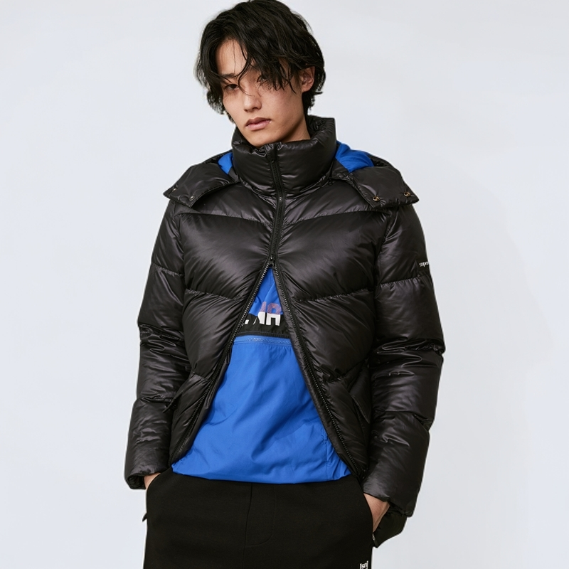 SN 冬季男式撞色中长防风连帽羽绒服SMA02130904