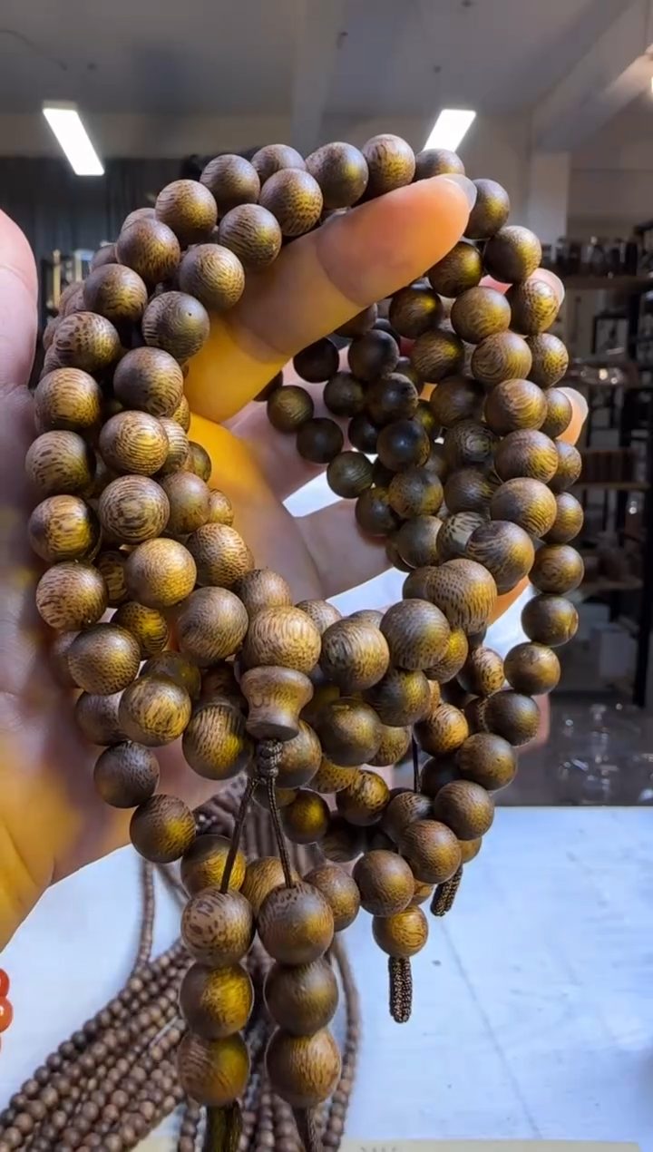 沉香手串99沉窖藏款海南绿棋香霸正圆珠9mm108颗38g+多样性发1