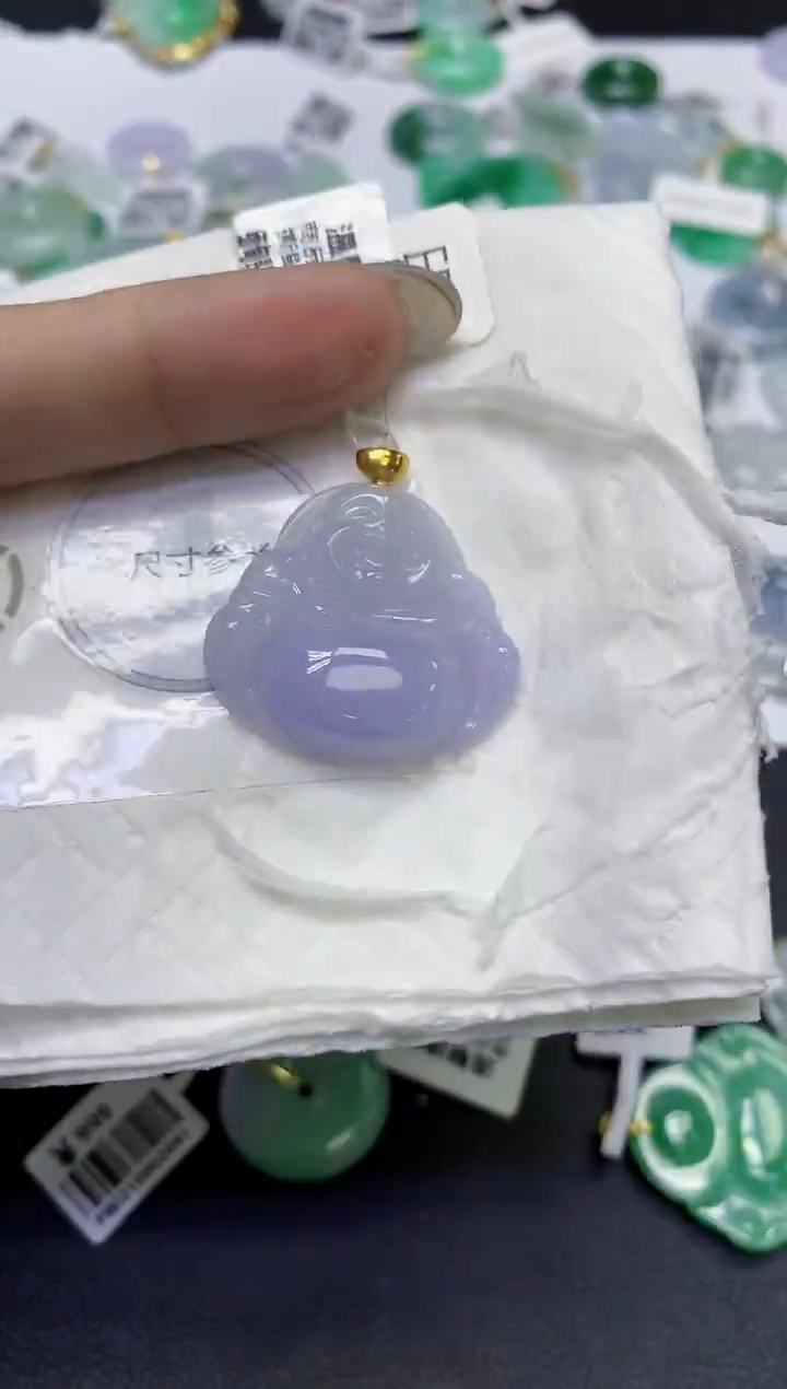 颈饰18K金镶嵌翡翠天然缅甸翡翠A货百元以上9元证书费自理