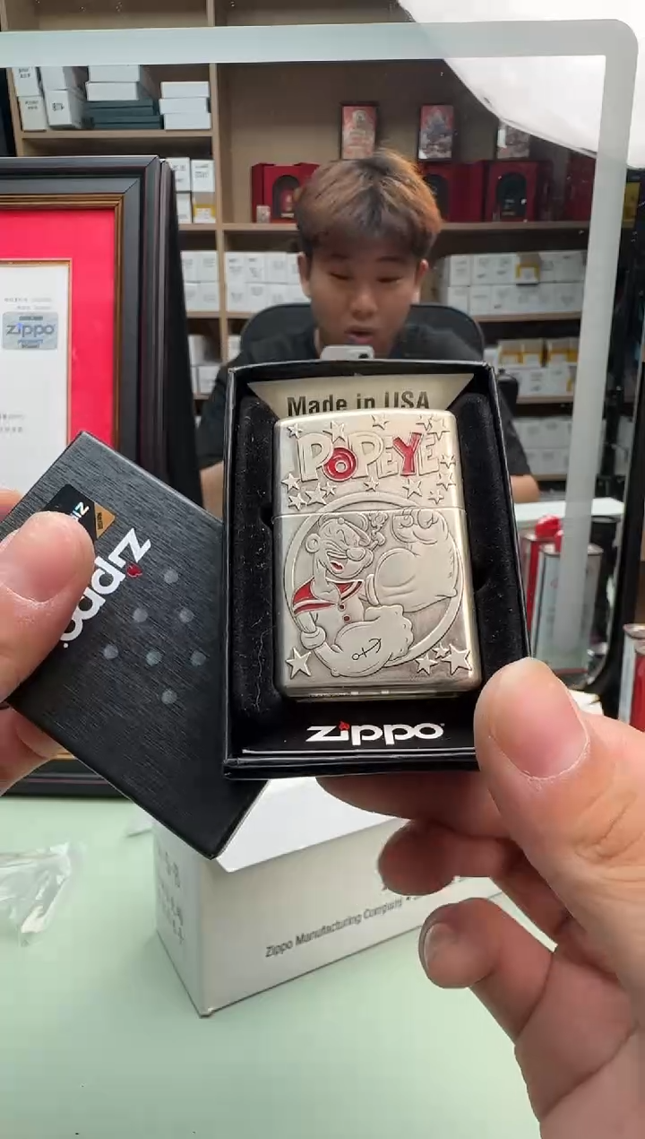 Zippo打火机白铜重甲大力水手