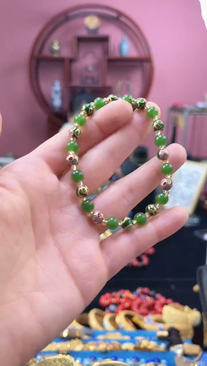 非遗 景泰蓝  0.6 手串 墨绿