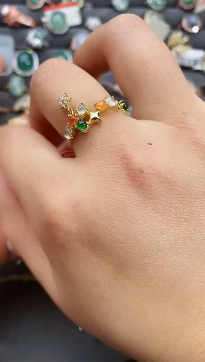 【闪购商品】翡翠戒指银S925镶嵌瑞丽市颜玉珠宝