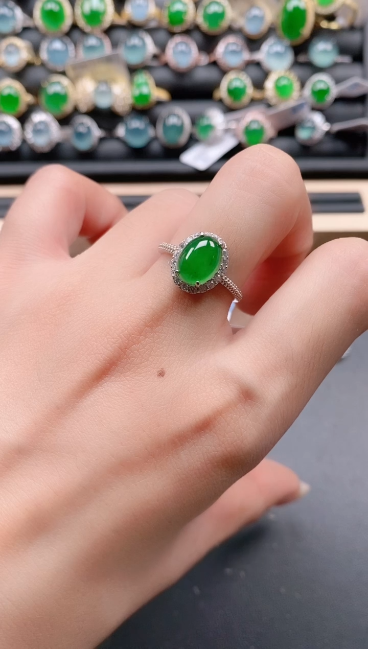 银S925镶嵌戒指翡翠111111