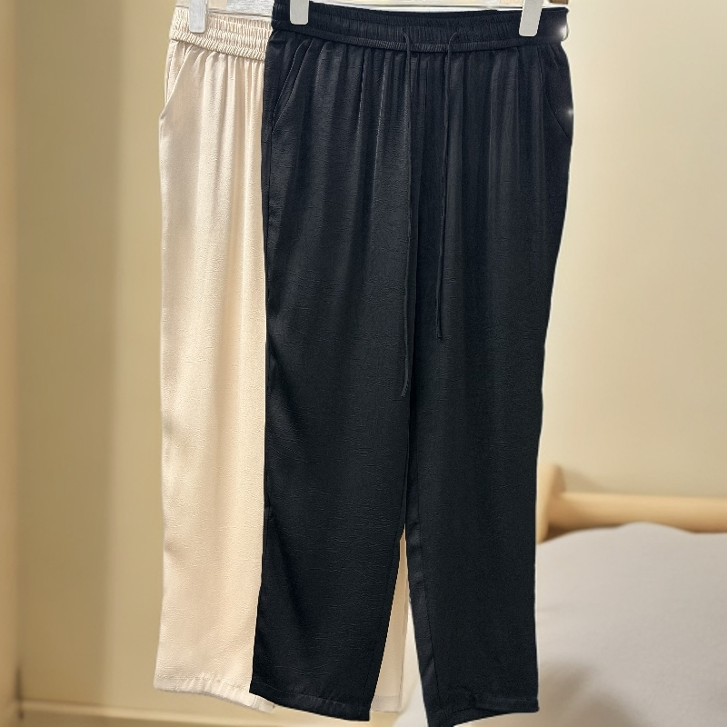 时尚洋气百搭女士松紧腰长裤九分小脚裤柔软舒适