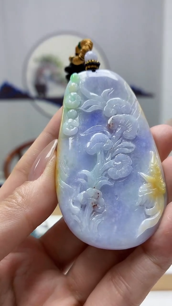 未镶嵌定制翡翠5060MM-毛货挂件151