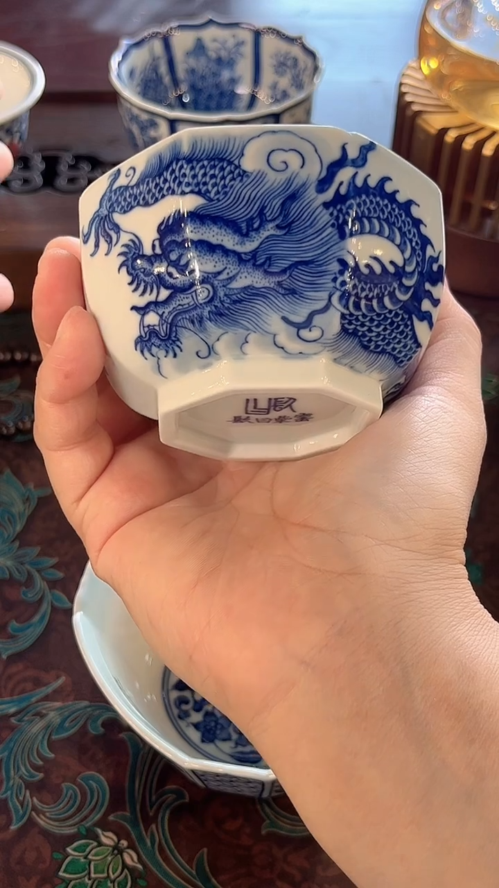 镹曰陶手工手绘制作茶具龙纹主人杯