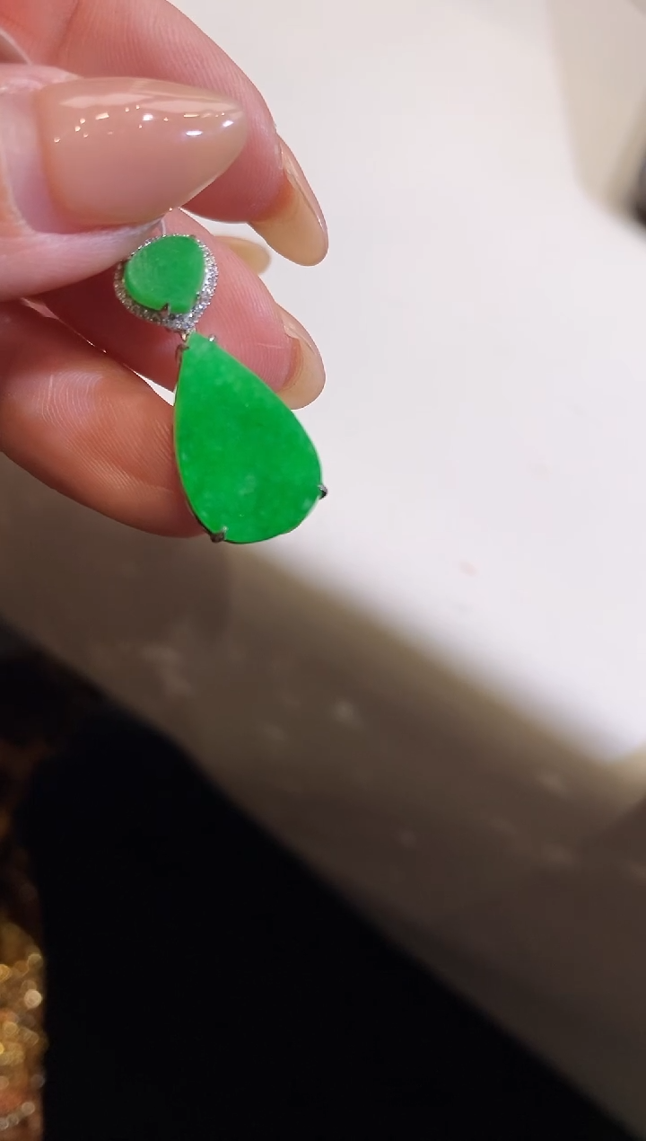 吊坠(不含链)18K金镶嵌翡翠无事牌