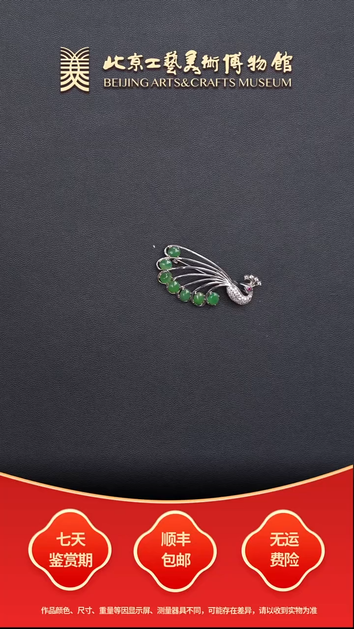 颈饰银S925镶嵌翡翠B1225GMD668孔雀胸针