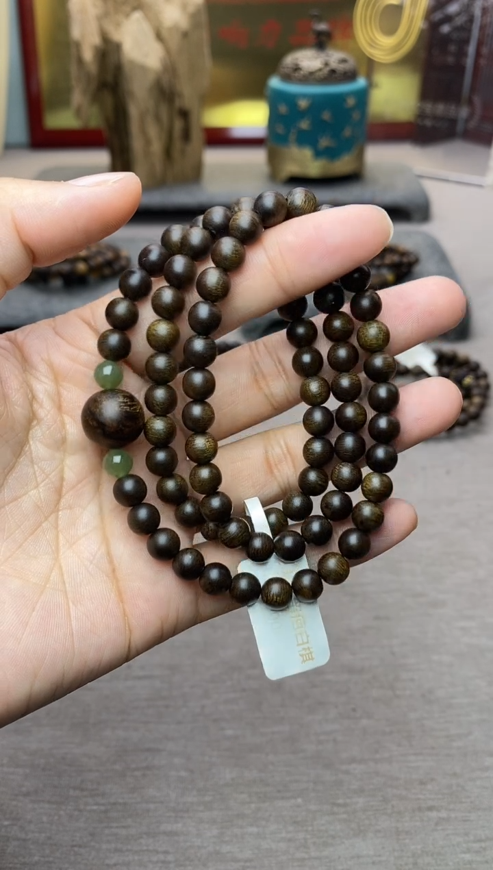 【闪购商品】沉香手串顺化紫棋06+留疤白棋1.2三圈沉水设计
