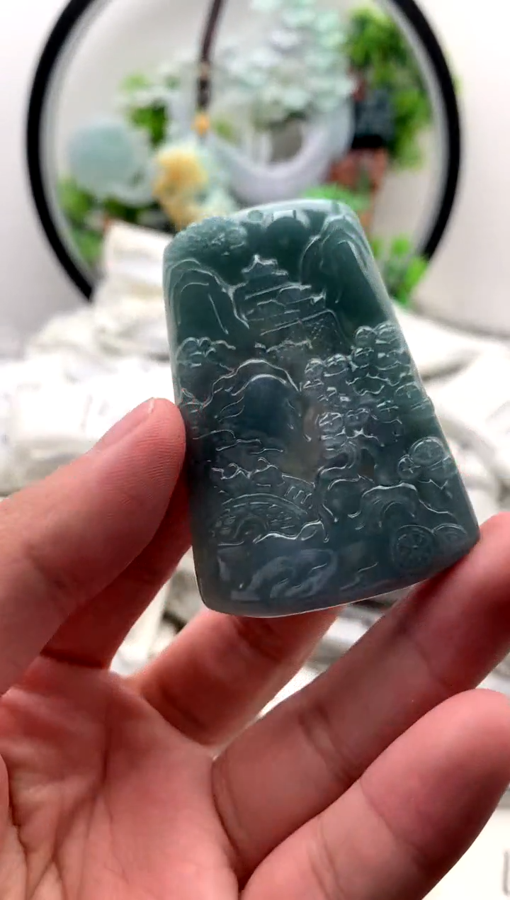 【闪购商品】翡翠颈饰未镶嵌山水牌【品质一般能接受再拍】