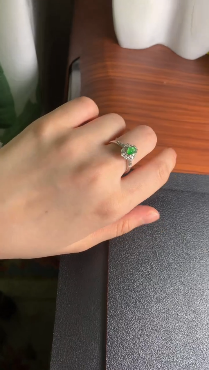 【闪购商品】翡翠戒指银S925镶嵌翡翠