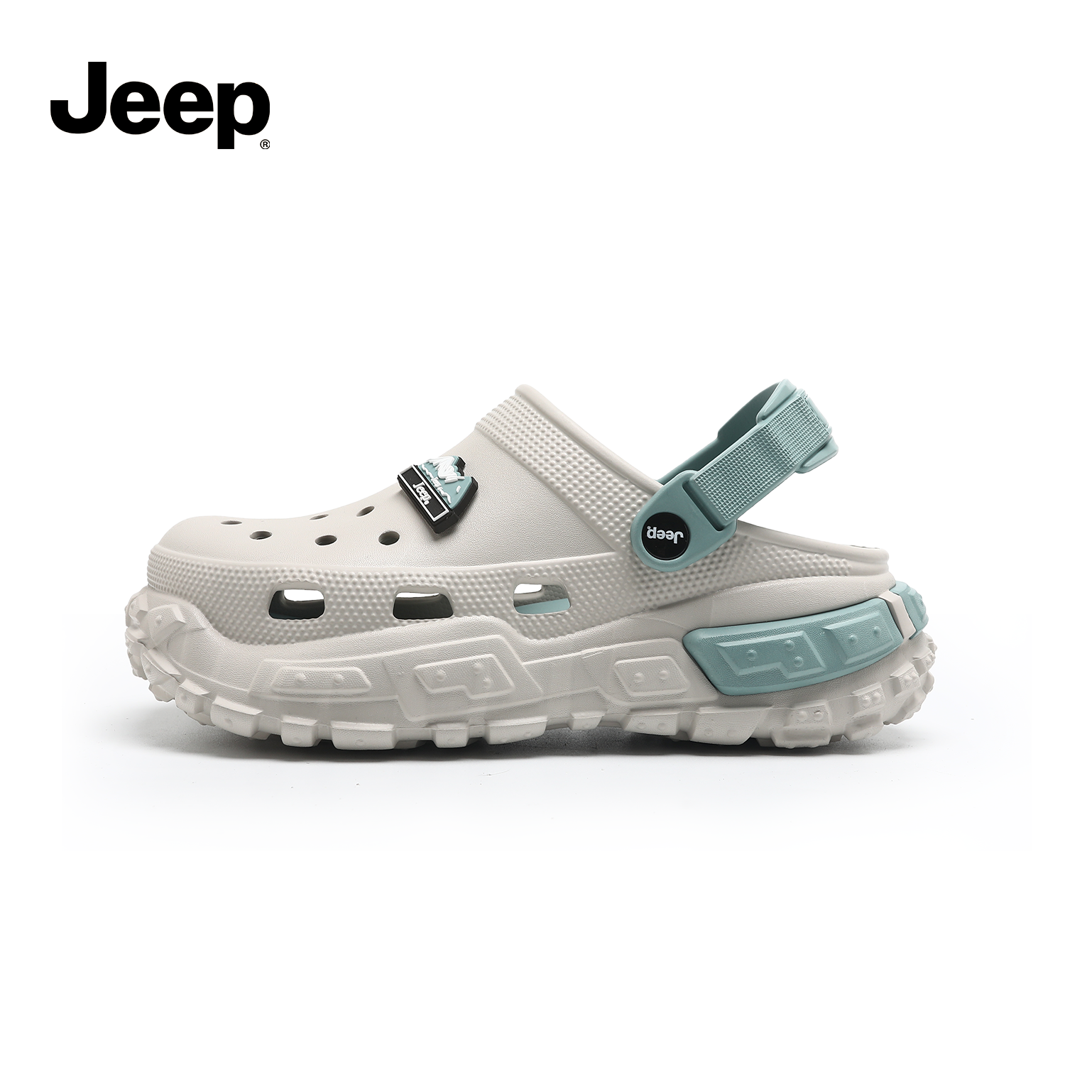 JEEP/吉普夏季洞洞包头拖鞋男款外穿轮胎底防滑透气开车沙滩凉鞋