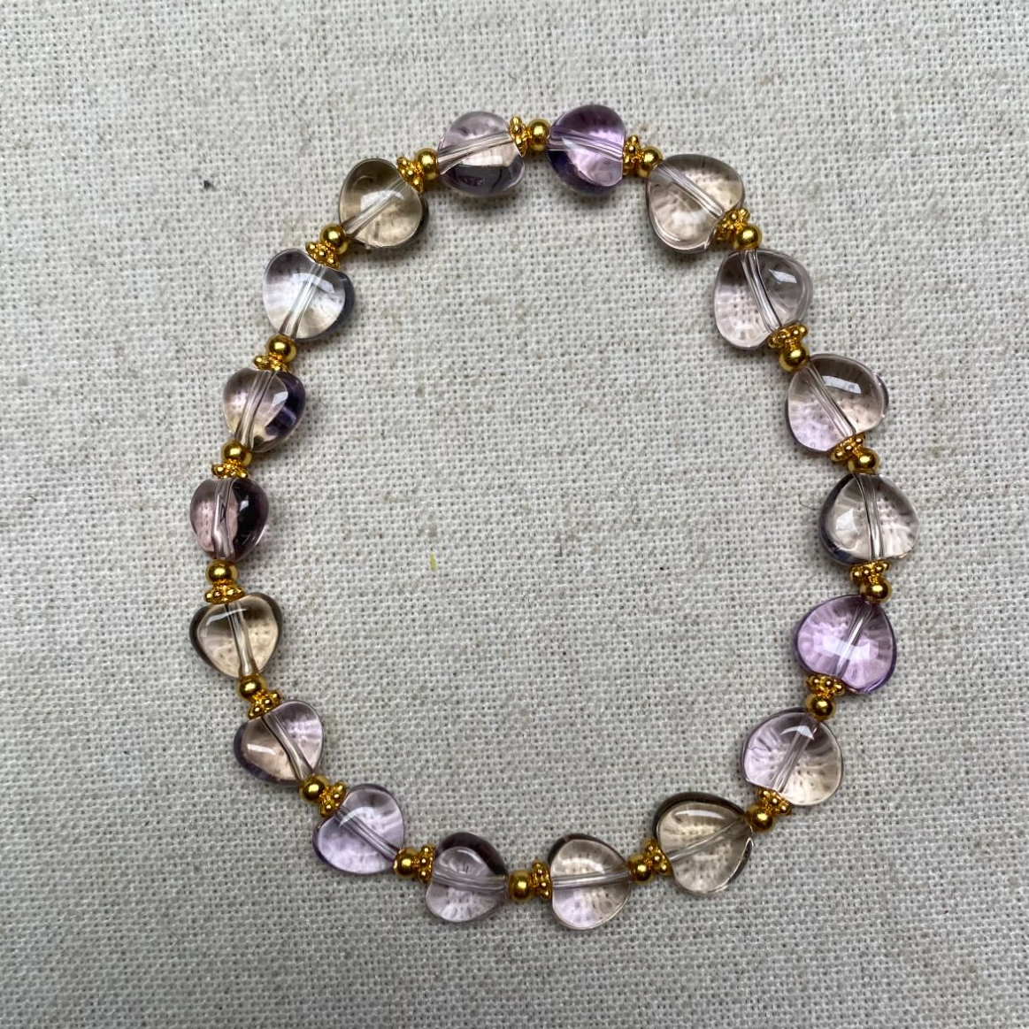 925银设计款全净体心型紫黄晶水晶手串 尺寸可选 产品多样性发一