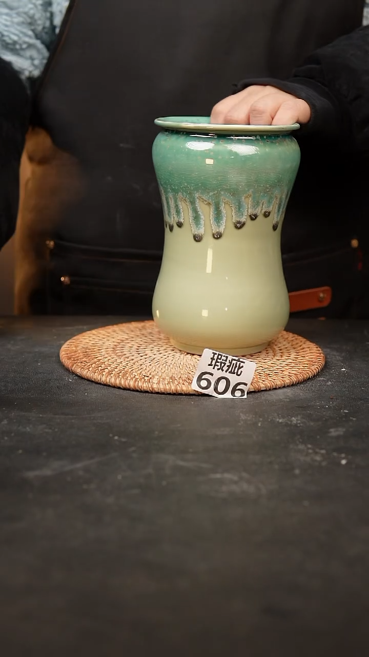 【闪购商品】瓷片606泥泥手工花盆口9高18