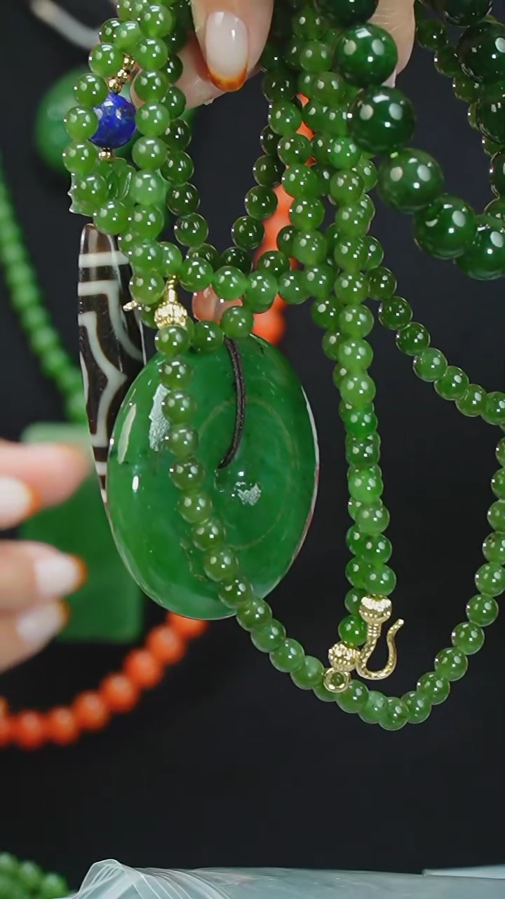 【闪购商品】和田玉三件套未镶嵌平安扣+手串+项链1