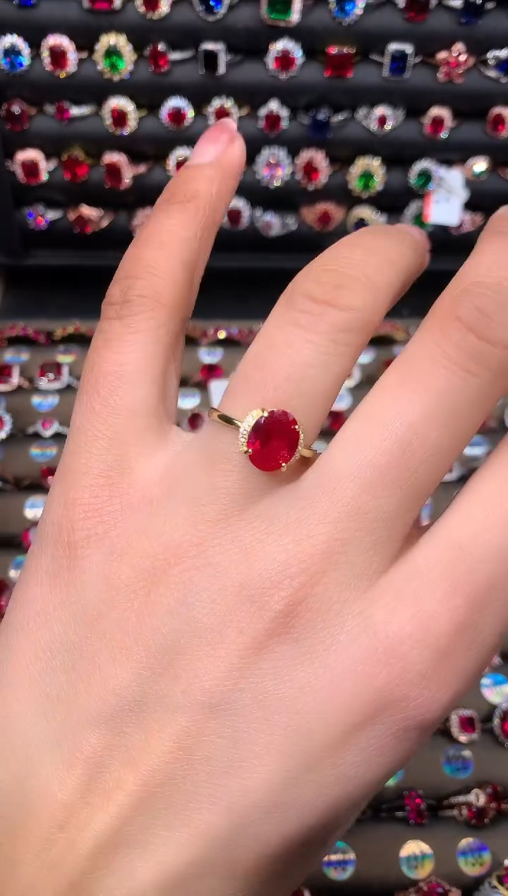 【闪购商品】红宝石吊坠(赠链)银S925镶嵌810金