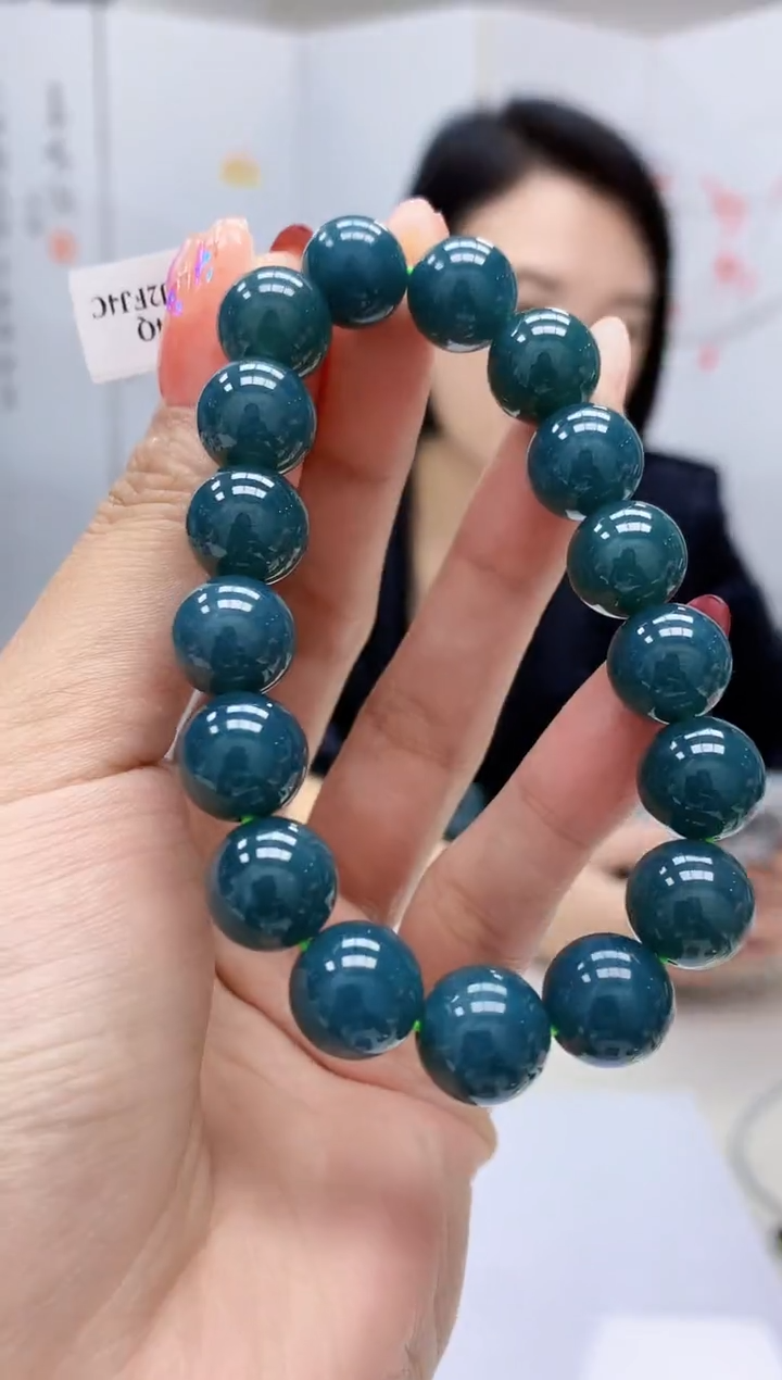 【闪购商品】定制翡翠未镶嵌3123MM-毛货手串44