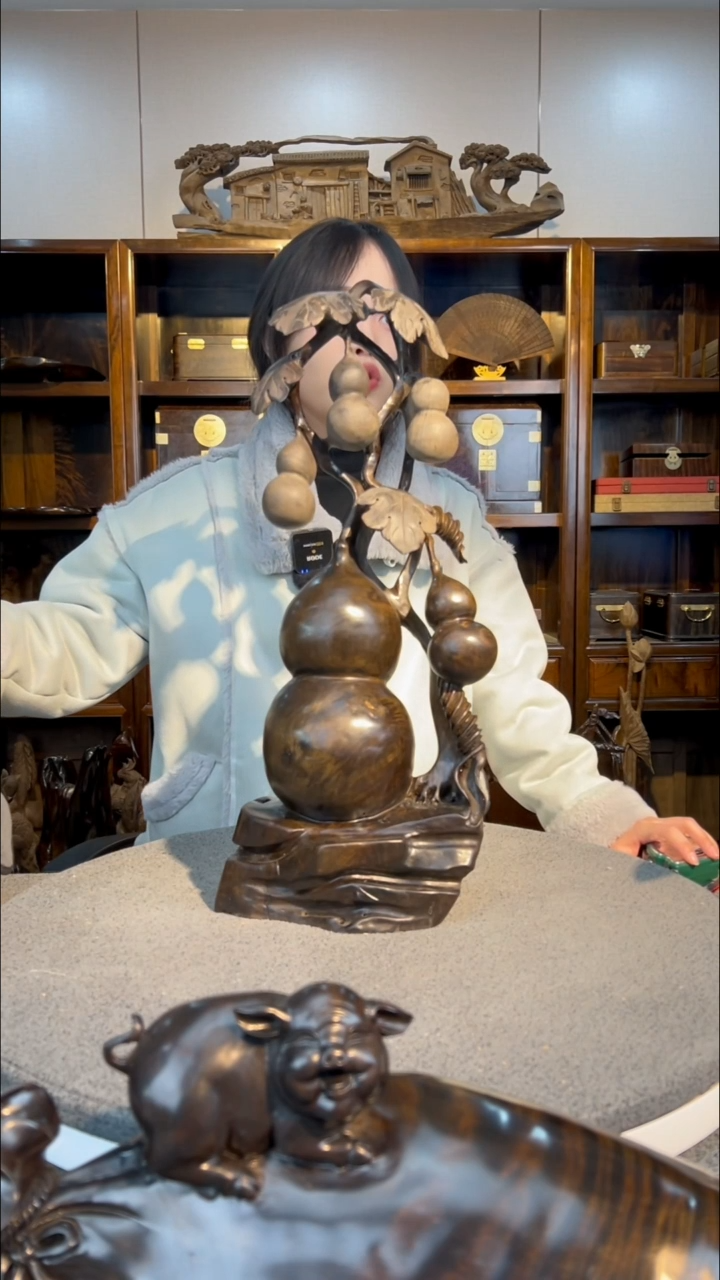 【闪购商品】金丝楠木雕五福临门