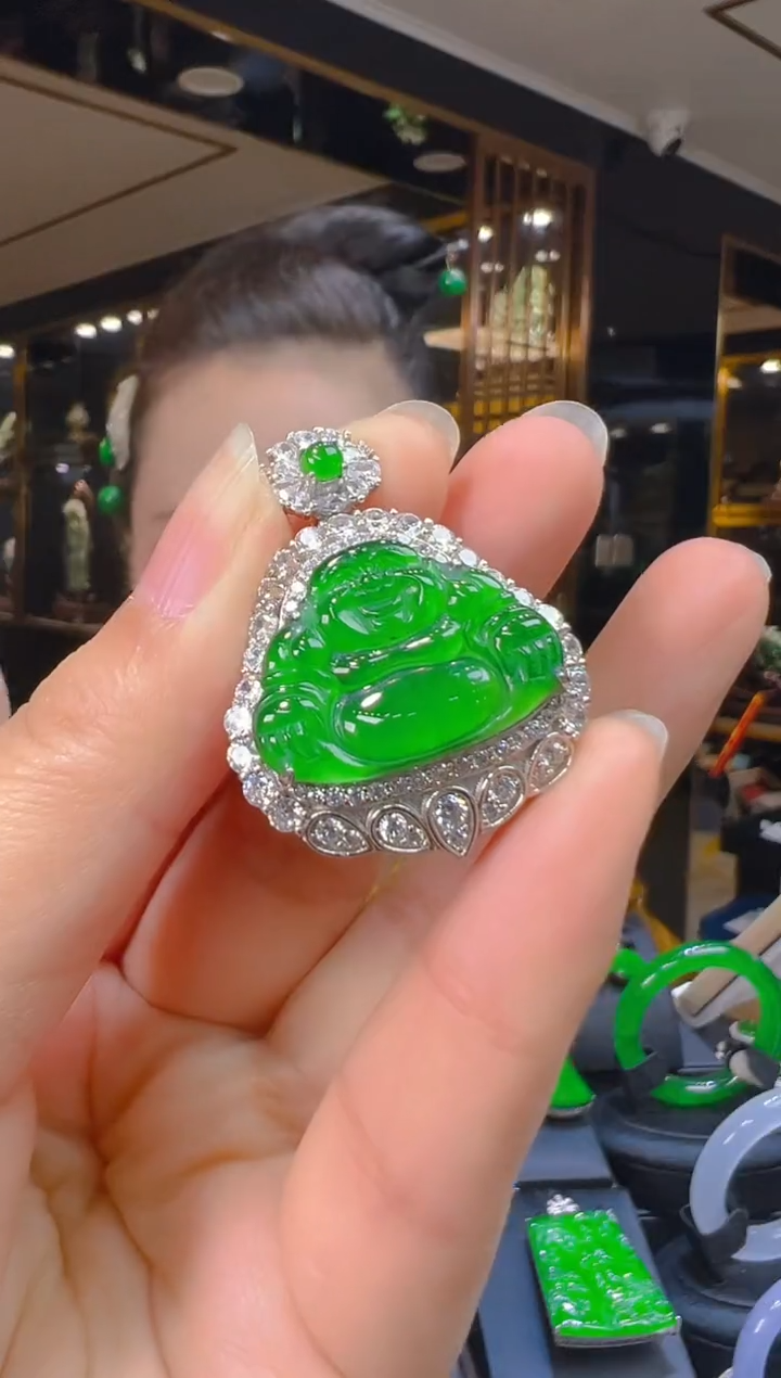 翡翠银S925镶嵌吊坠(赠链)034（多样性发其一）