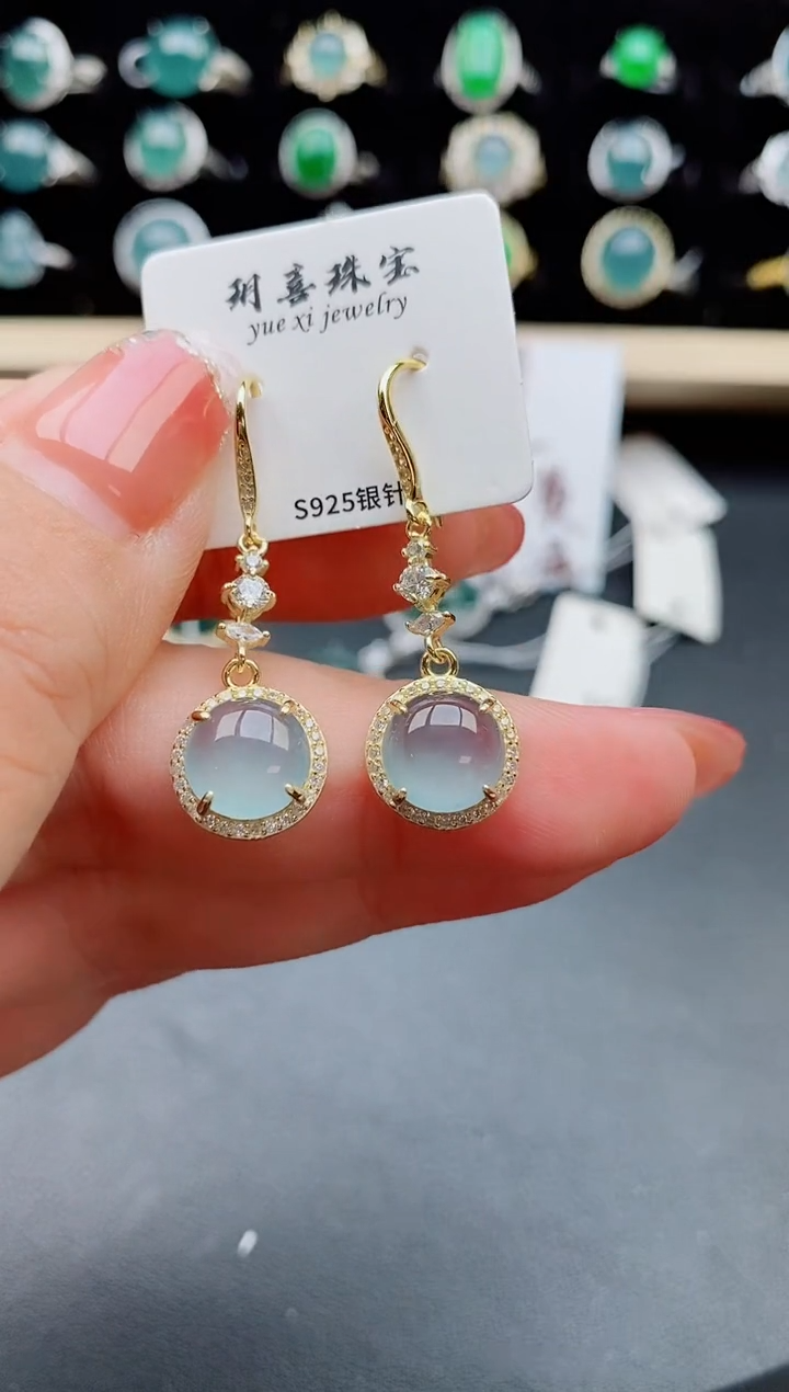 【闪购商品】翡翠耳饰银S925镶嵌5080500