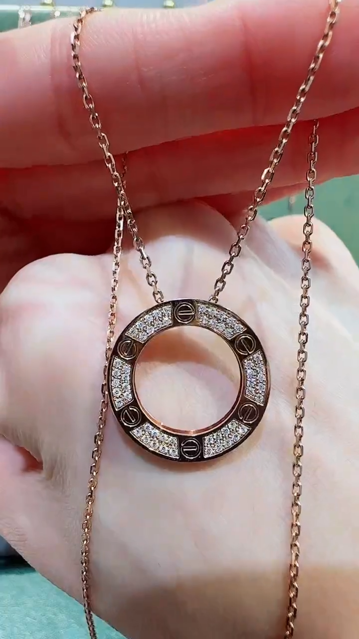 【闪购商品】钻石套链18K金镶嵌18K金钻石饼饼套链