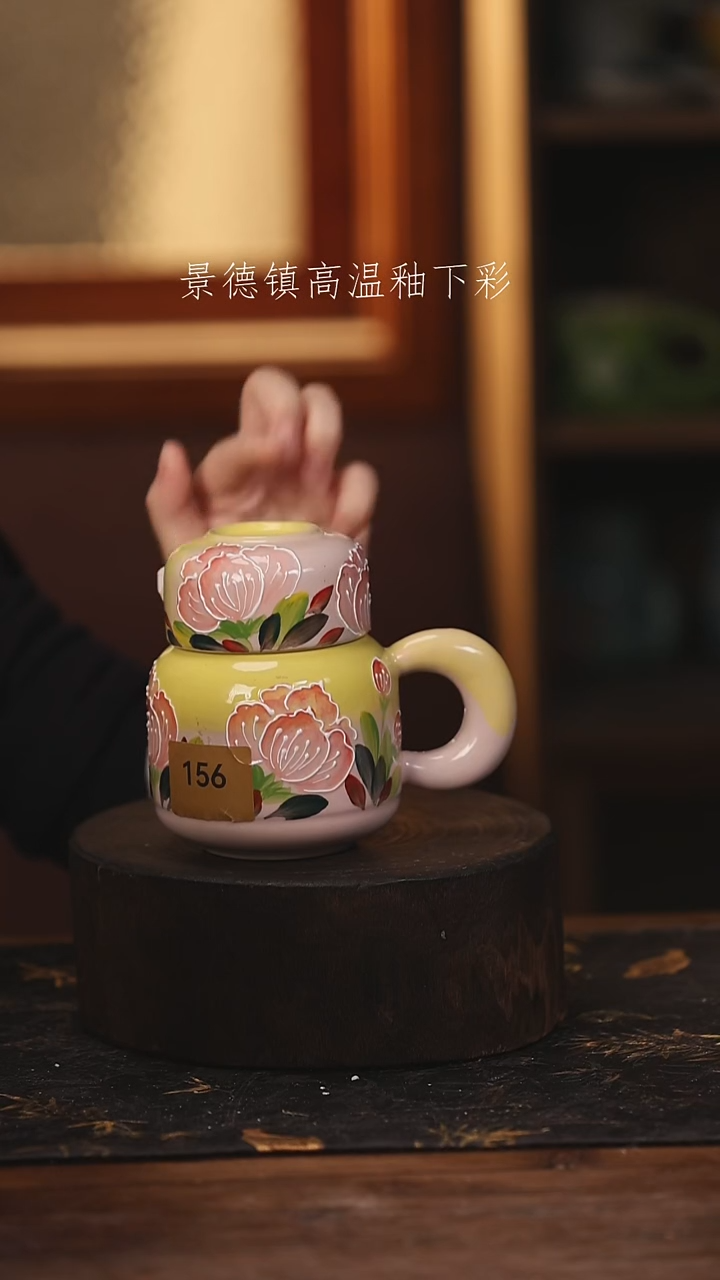 陶瓷 景德镇高温釉下手绘陶瓷@L156@