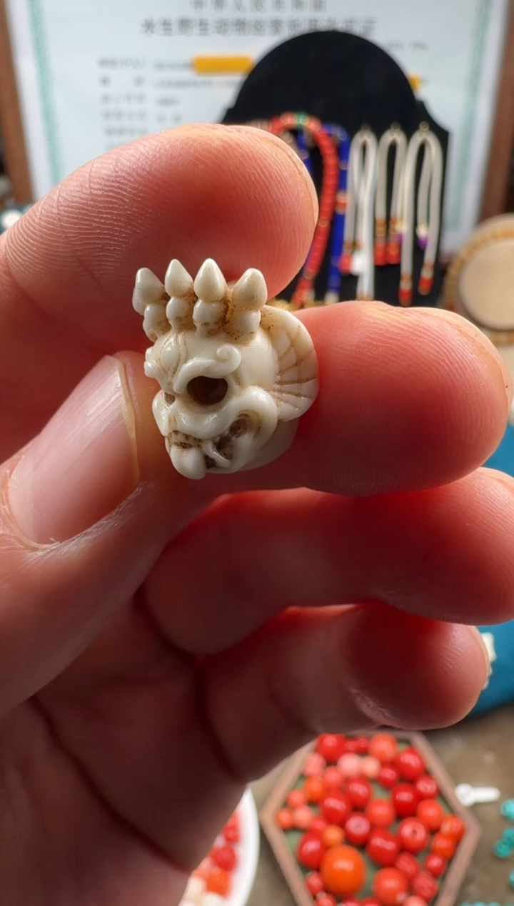 鹿骨吊坠雕刻单珠