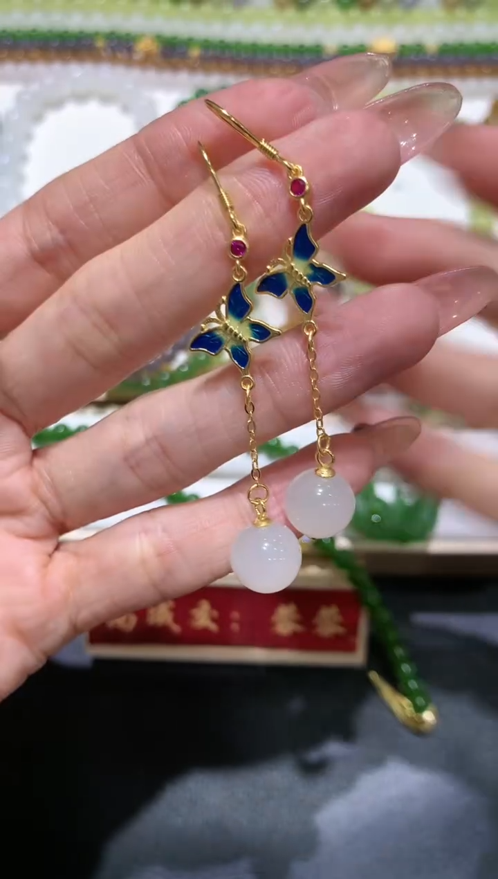 【闪购商品】和田玉耳饰银S925镶嵌团购1