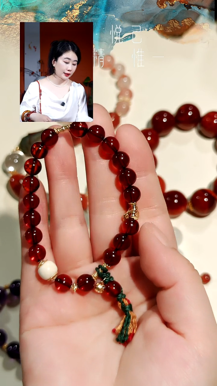 手链血珀银S925镶嵌猛犸牙