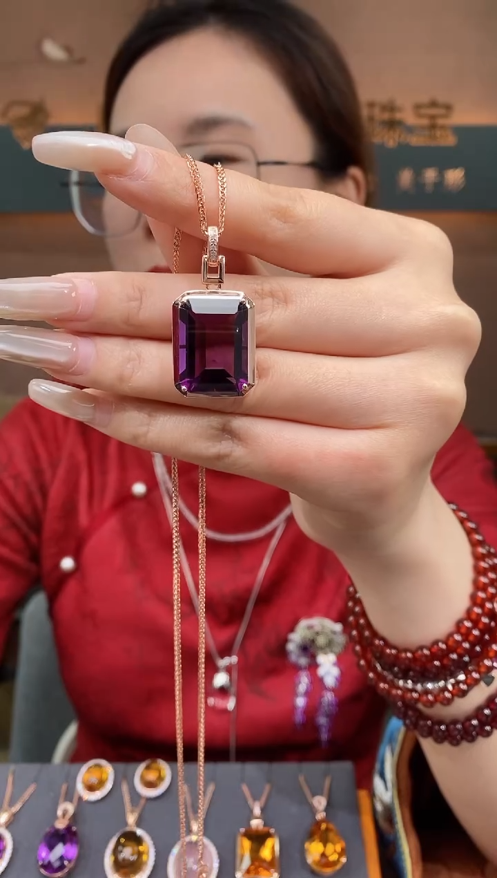 【闪购商品】紫晶吊坠银S925镶嵌紫晶吊坠