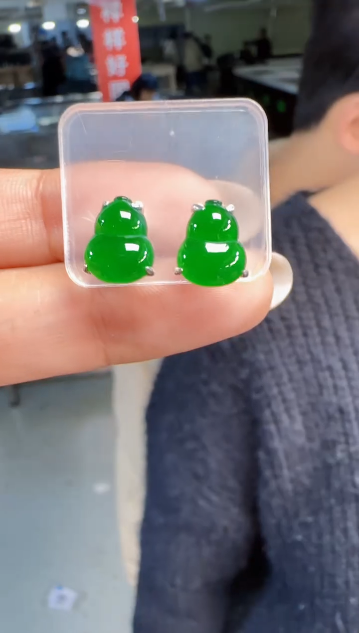 未镶嵌定制翡翠翡翠耳环90