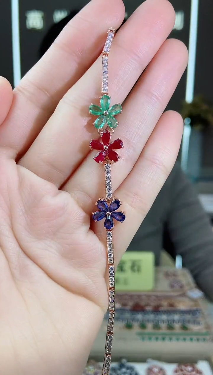 【闪购商品】红宝石手链银S925镶嵌手链