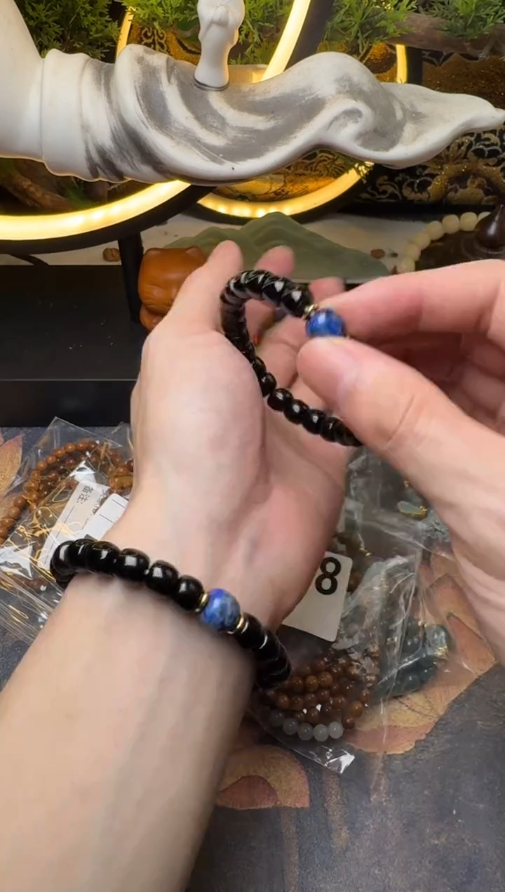 玛瑙/玉髓手链未镶嵌B006 玛瑙直切黑色