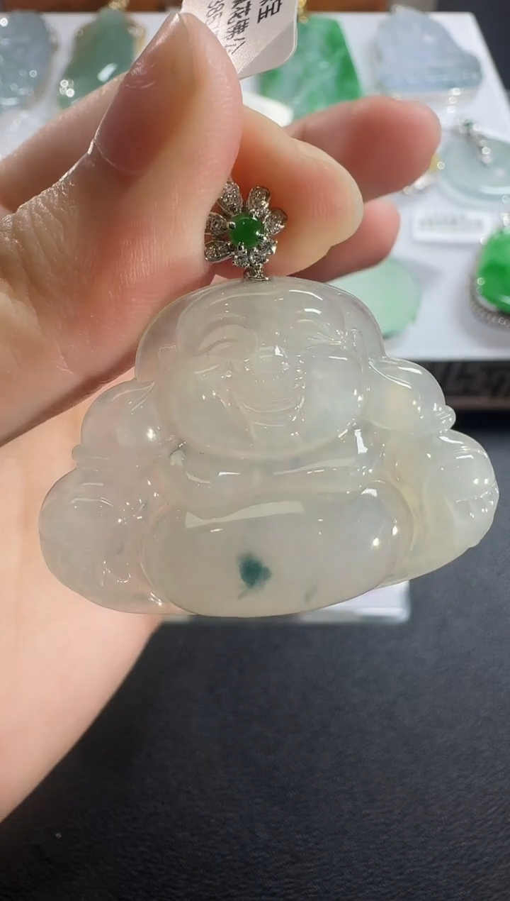 翡翠18K金镶嵌吊坠(不含链)【源头工厂】钻石镶嵌