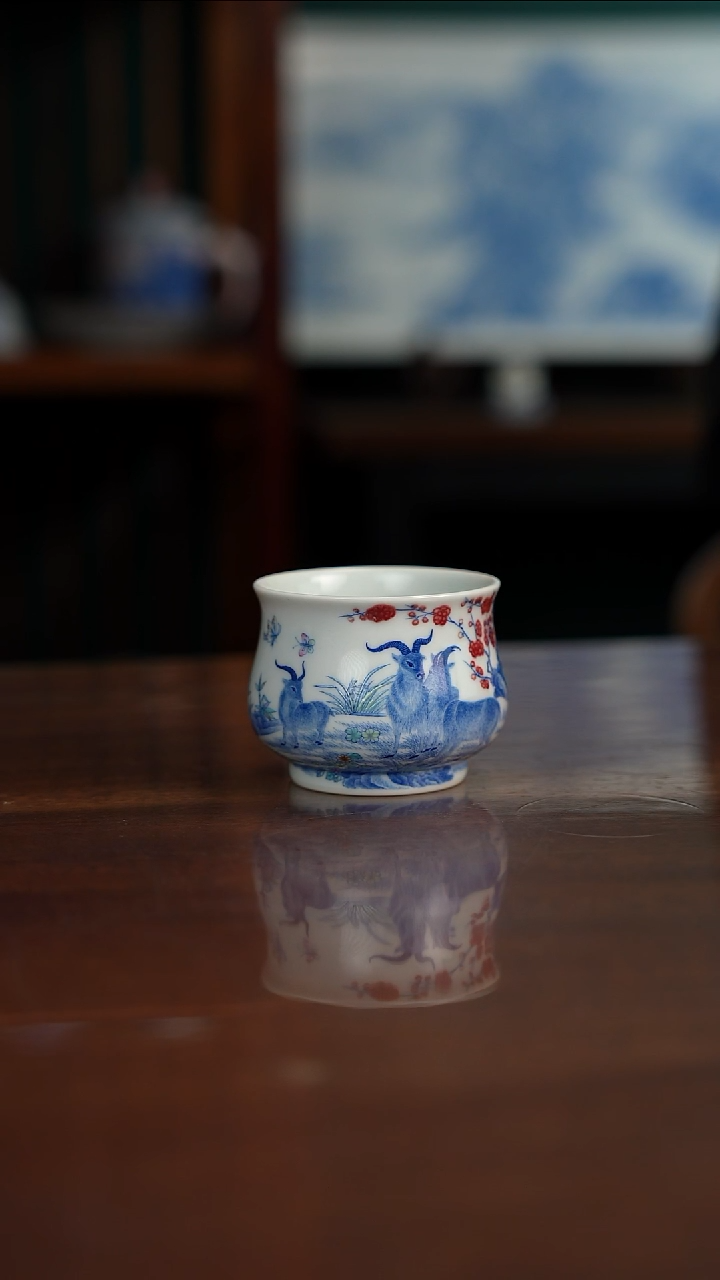 空山明月 新斗彩 三羊开泰