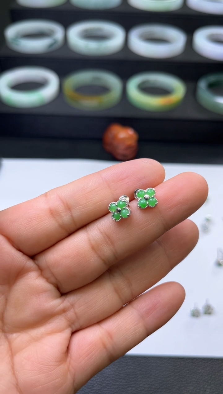 翡翠银S925镶嵌耳饰耳钉/多样性发一件
