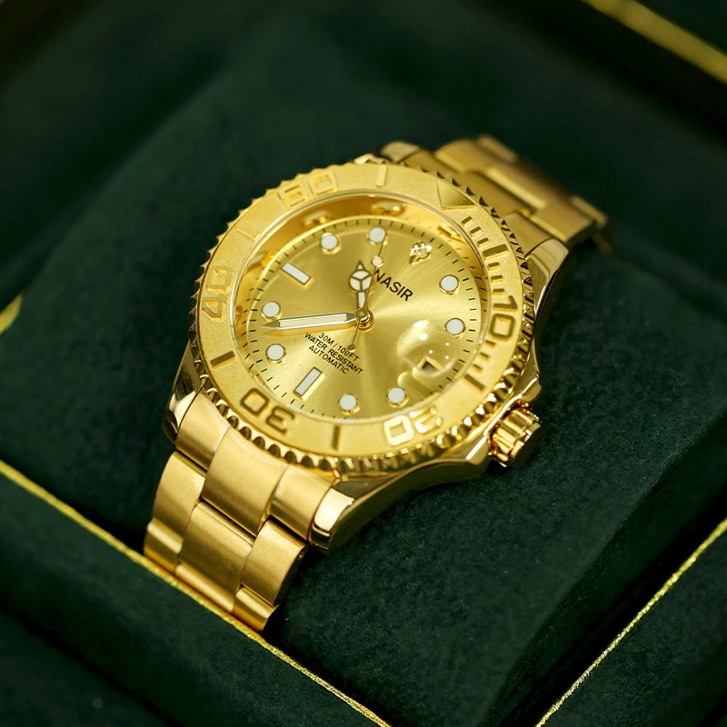 24k真金真钻金游艇系列男士机械腕表高端手表815