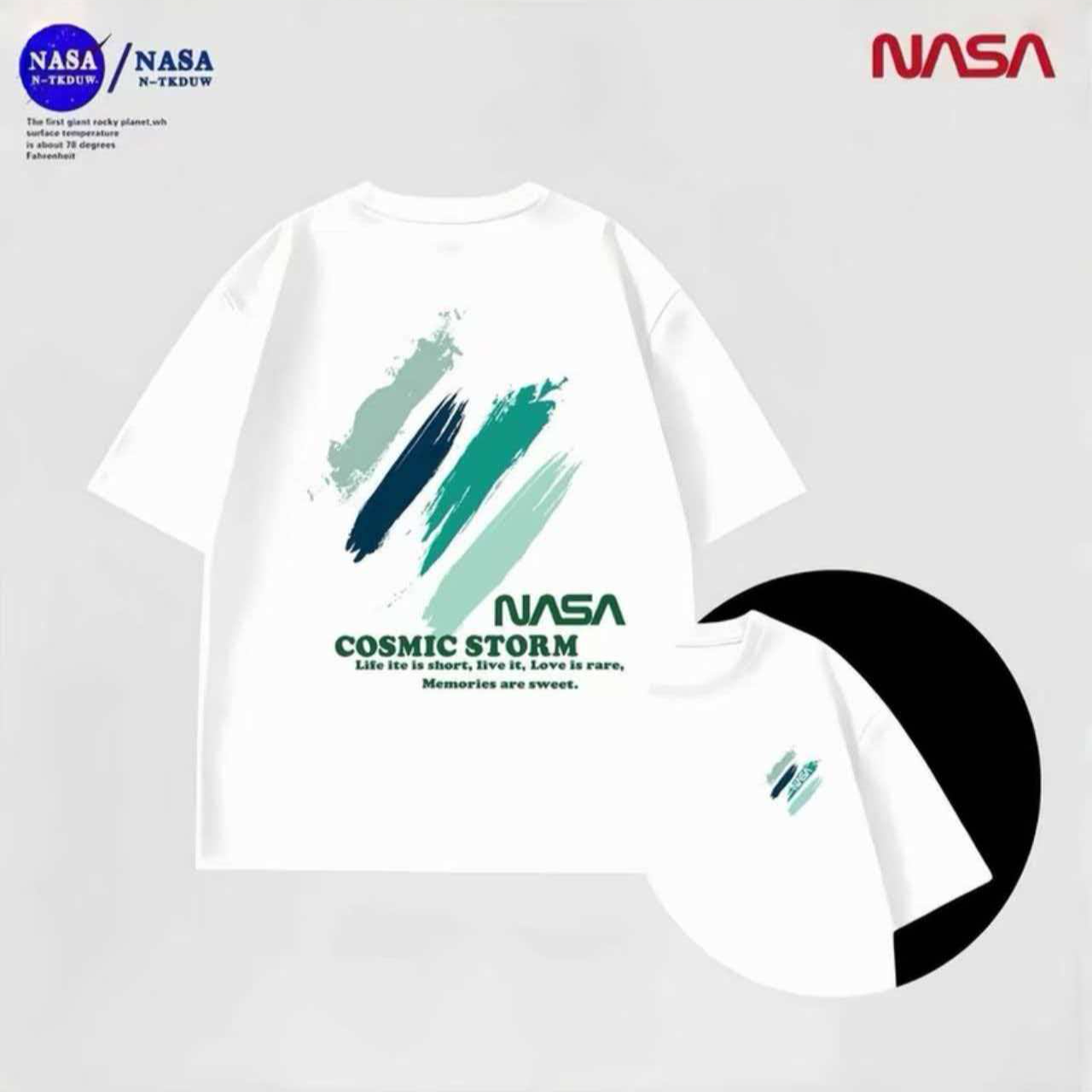 J-22NASA联名纯棉夏季圆领短袖T恤微宽松时尚男女同款休闲百搭