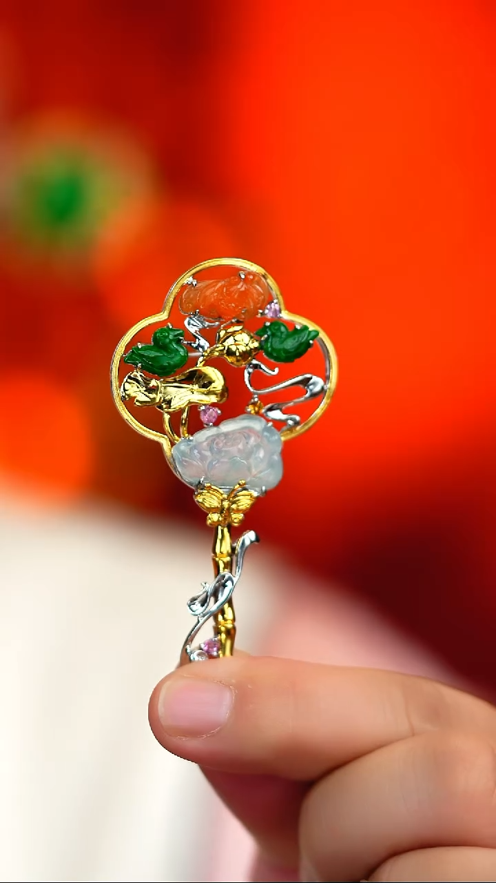 吊坠(不含链)银S925镶嵌翡翠新款